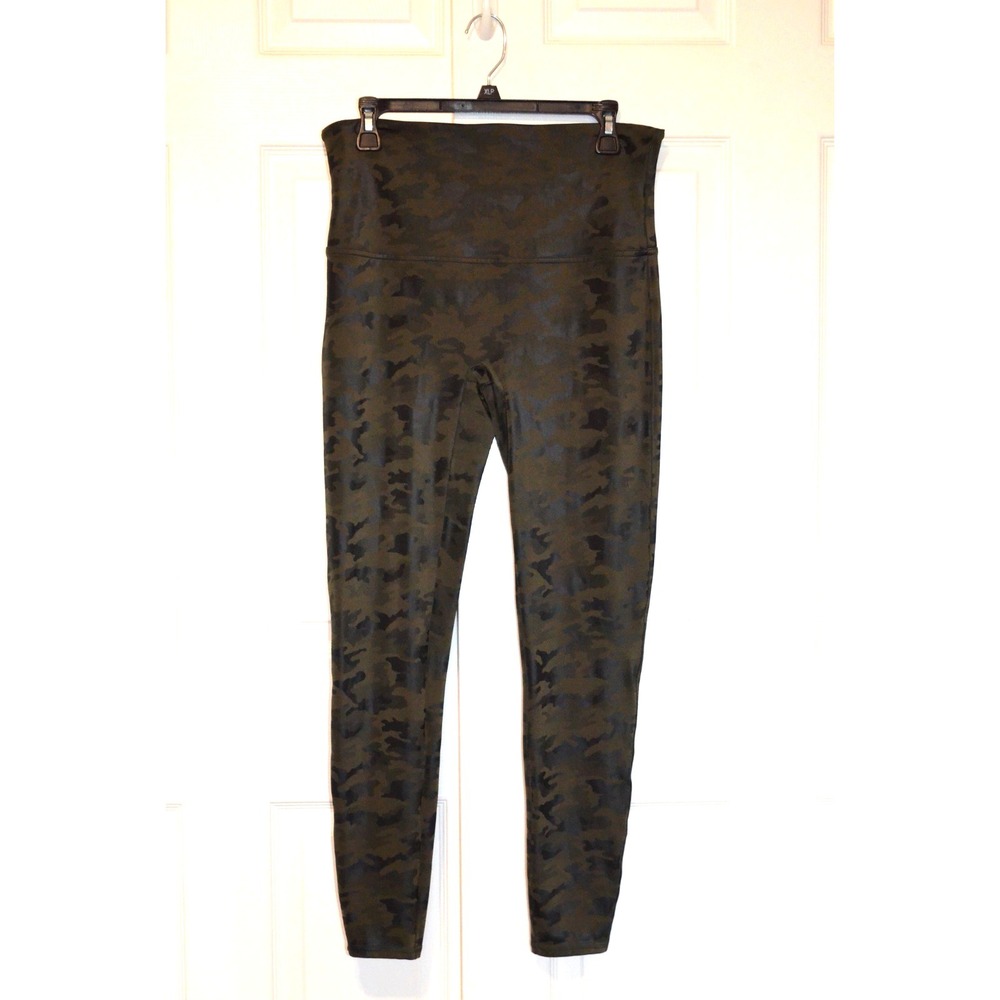 Spanx Black & Green Camo Leggings Size‎ 1X High Waist Compression Pants